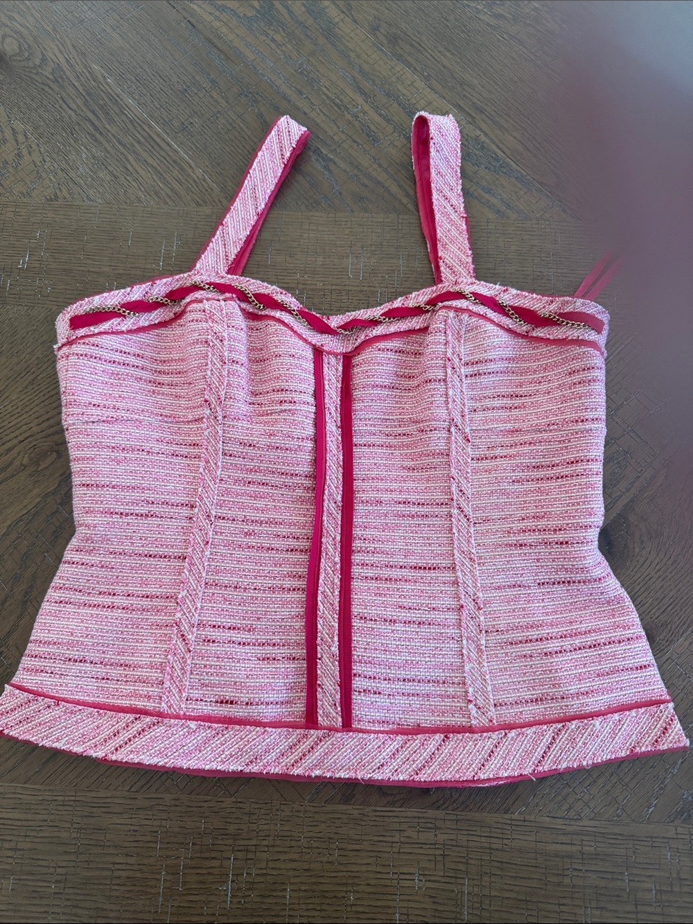 White House Black Market Pink Tweed Bustier Camisole